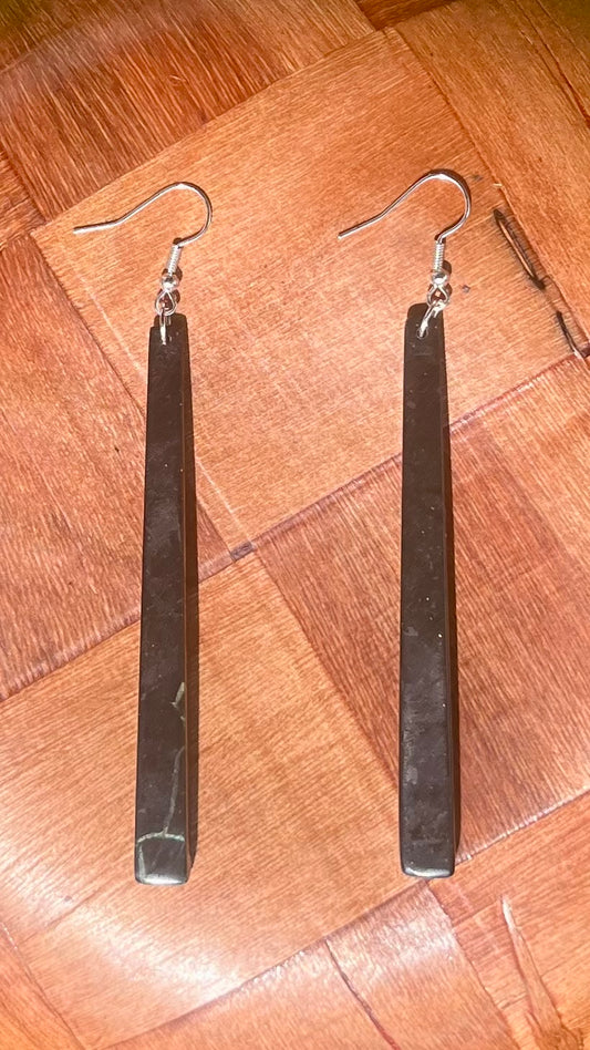 Black Pounamu Earrings Large